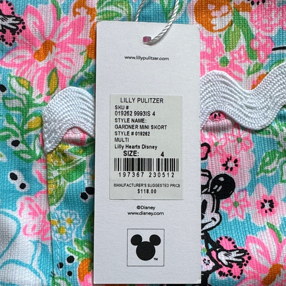 Lilly Pulitzer Aqua Floral Mickey Print Scalloped Hem Skort! NEW WITH TAGS! - Picture 8 of 8